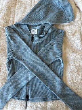 Never worn BDG Ribbed Zip Hoodie Sweater - Light Blue